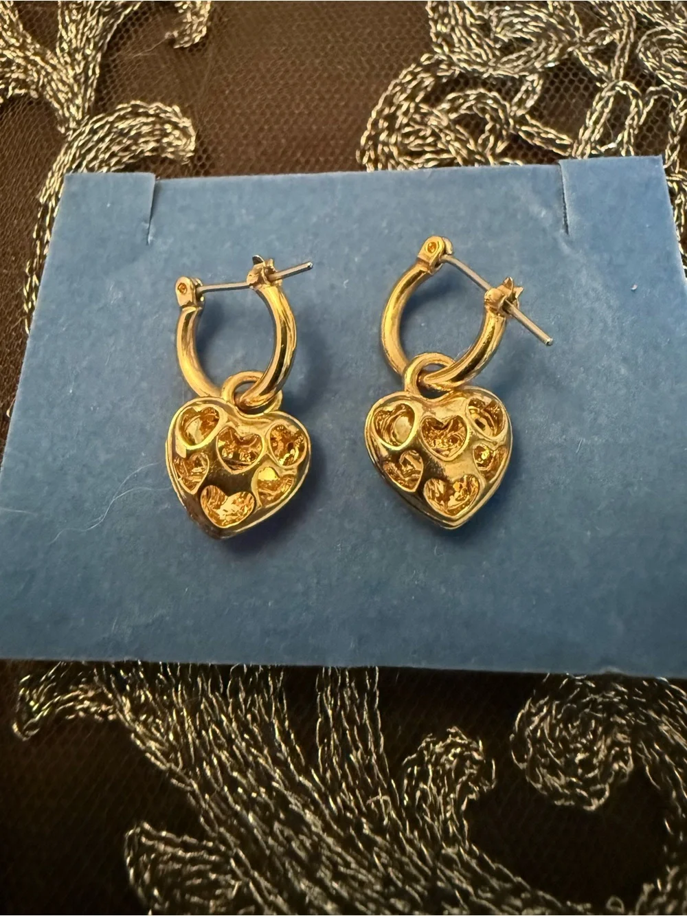 Vintage Avon Pave Ombré Heart Earrings